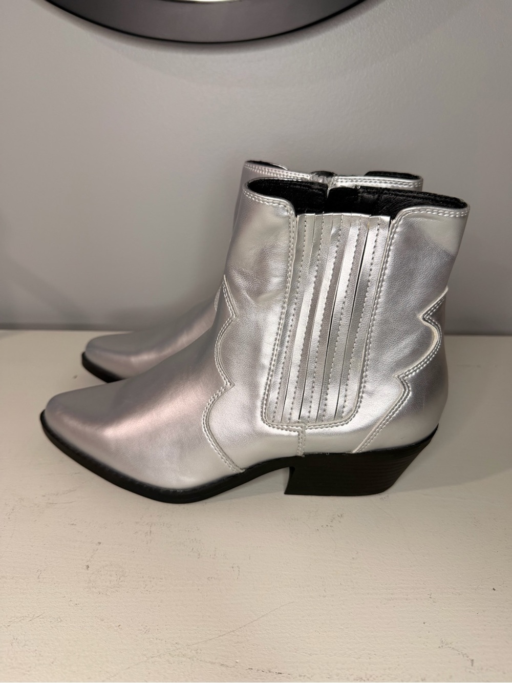 NOBO Silver Metallic Chelsea Ankle Boots